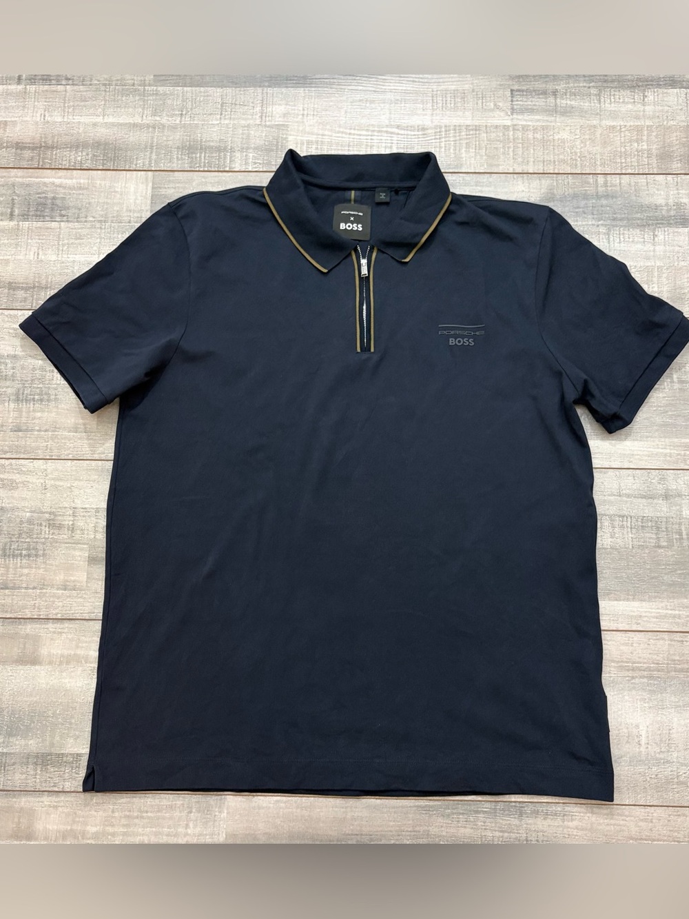 Porsche Motorsports Hugo Boss Polo Shirt Adult XXL Racing Blue Short Sleeve Slim